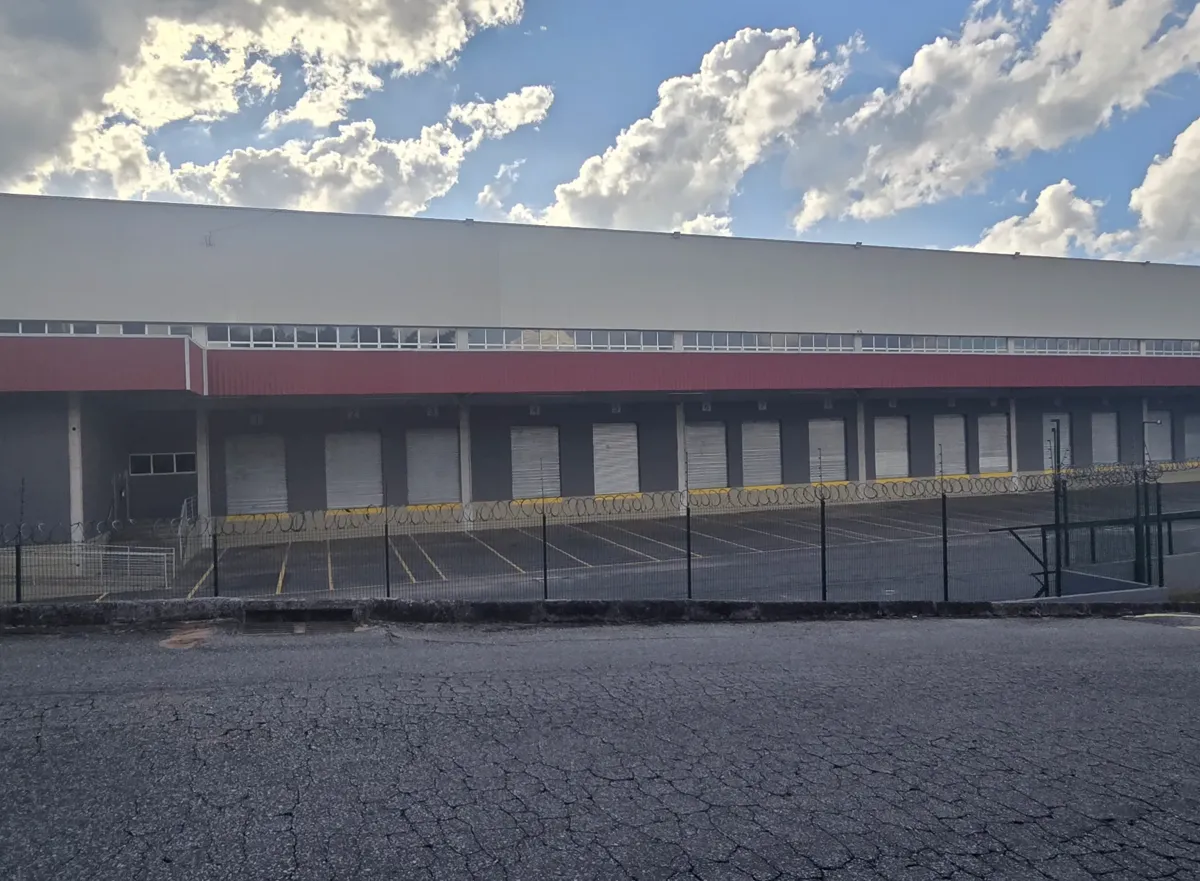 Warehouse façade with a row of loading docks